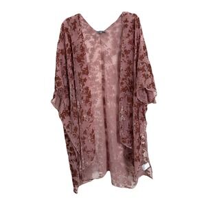 Wishlist‎ Apparel Kimono Velvet Burnout Floral Small Boho Textured Whimsy Fairy